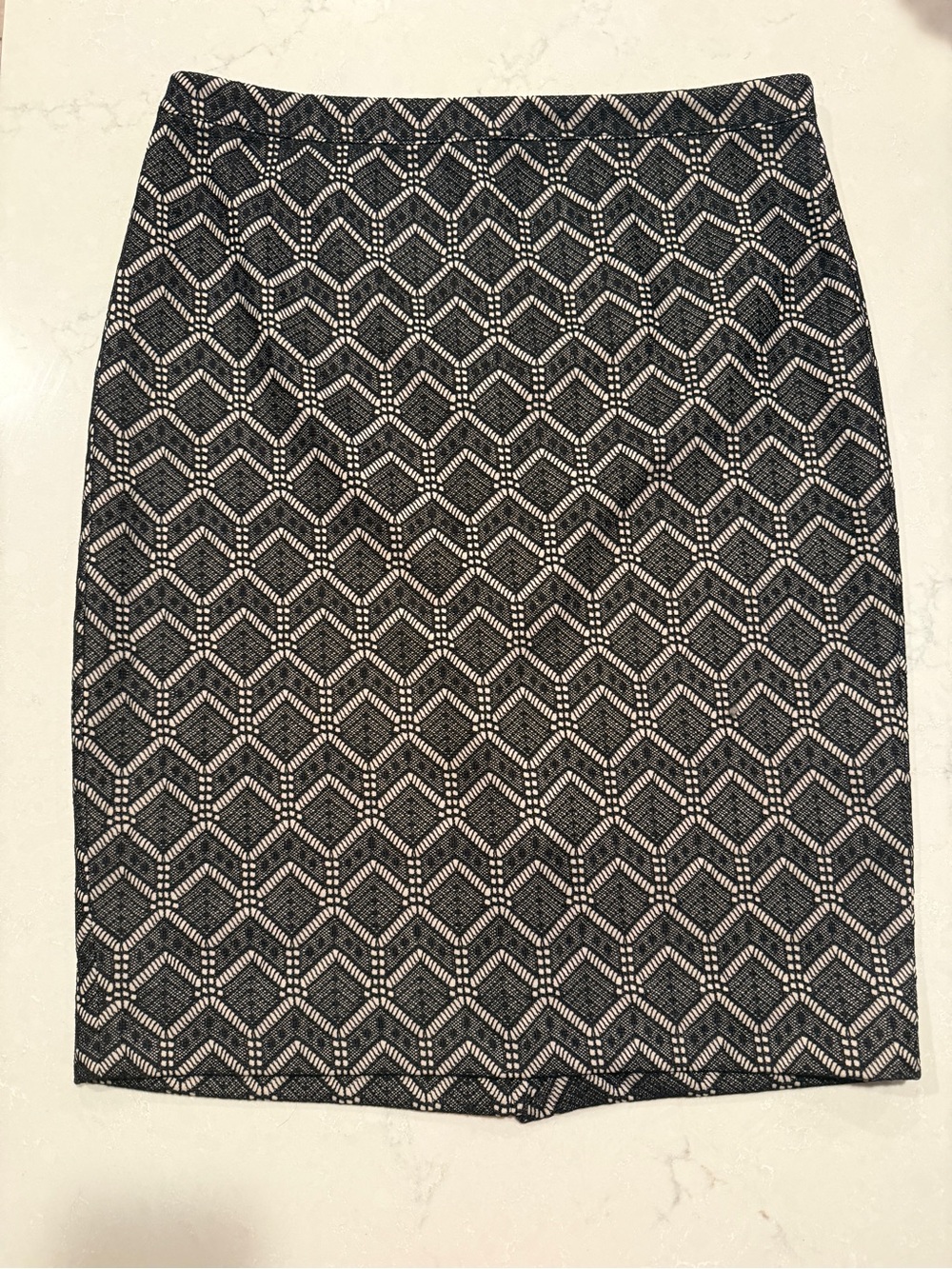 The Limited lace overlay Black and Cream Geometric Pencil Skirt